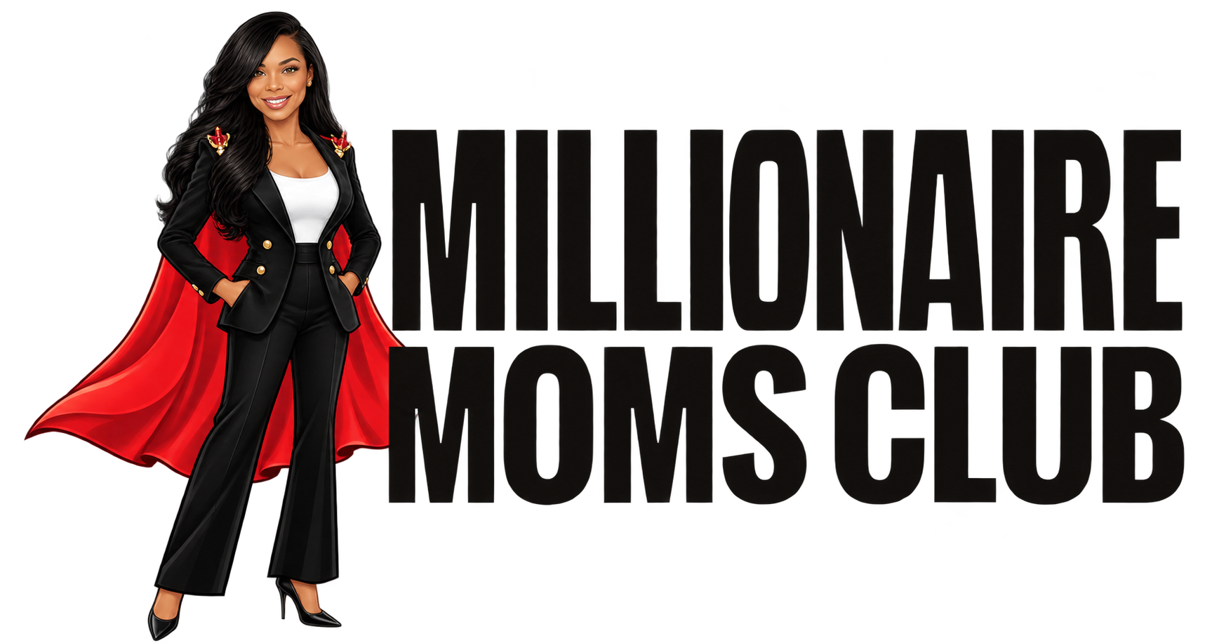 Millionaire Moms Club avatar logo featuring a superhero-inspired Nikki illustration