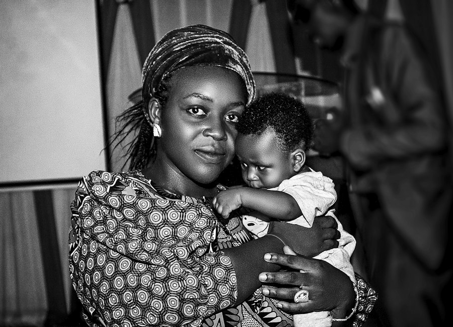 Black mother and baby together