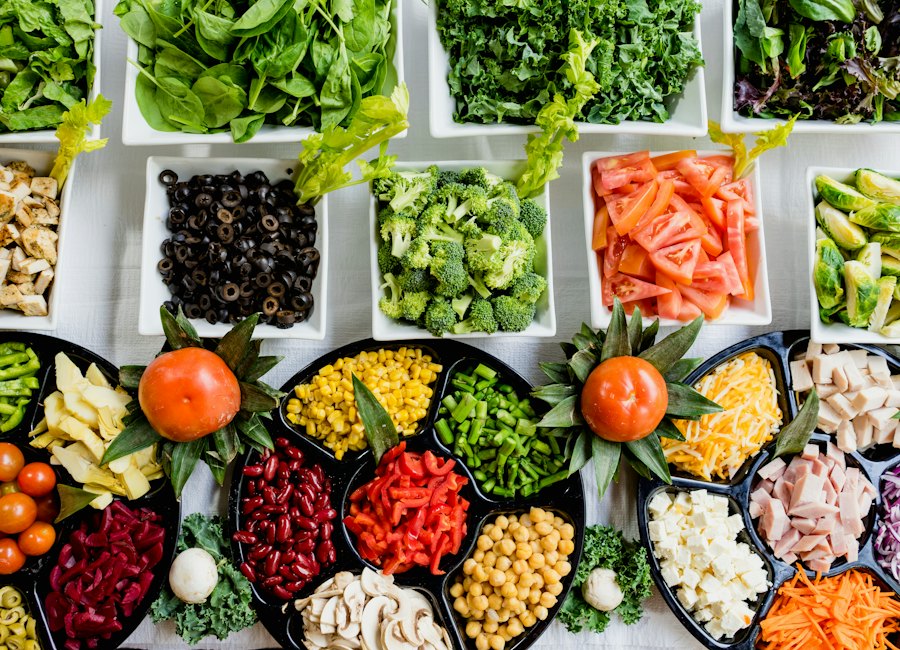 A colorful family meal-planning spread